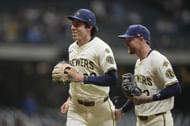 Christian Yelich in action against the Arizona Diamondbacks - Source: Getty
